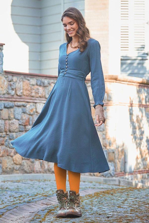 Los Banditos Bohem Tarz Uzun Kollu Elbise - Image 1