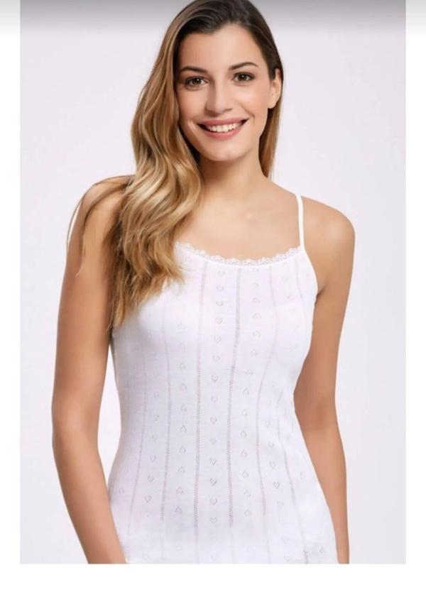 İLKE 223 BAYAN DANTELLİ JAKARLI İP ASKILI ATLET 12 ADET - Image 1