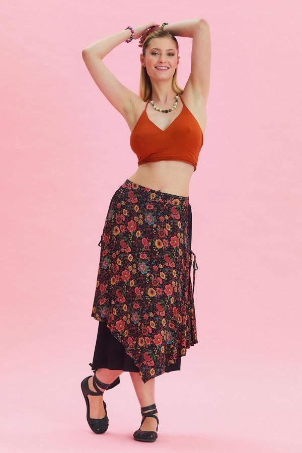 Los Banditos Bağlama Detaylı Beli Lastikli Salaş Etek - Image 1