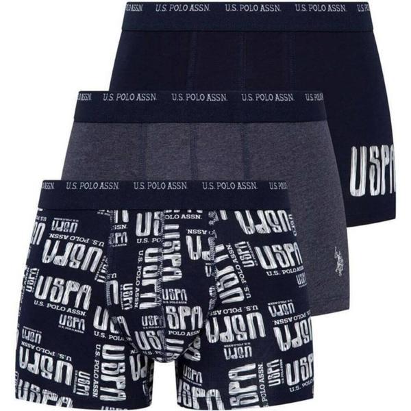 U.S. Polo Assn. Erkek 3 Lü Desenli Boxer Set Lacivert - Image 1