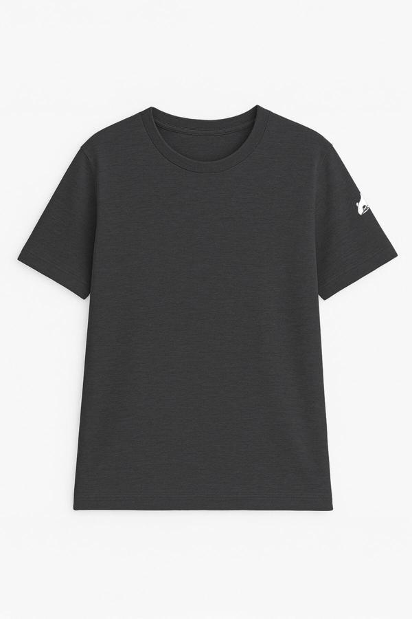 Erkek Bisiklet Yaka Basic Düz Kısa Kollu Gri T-shirt - Image 1