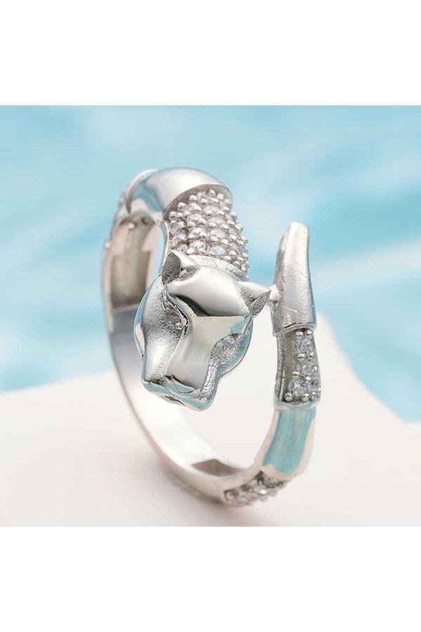 Armagano Gümüş Ayarlanabilen Kaplan Figürlü Kadın Yüzük - Image 1