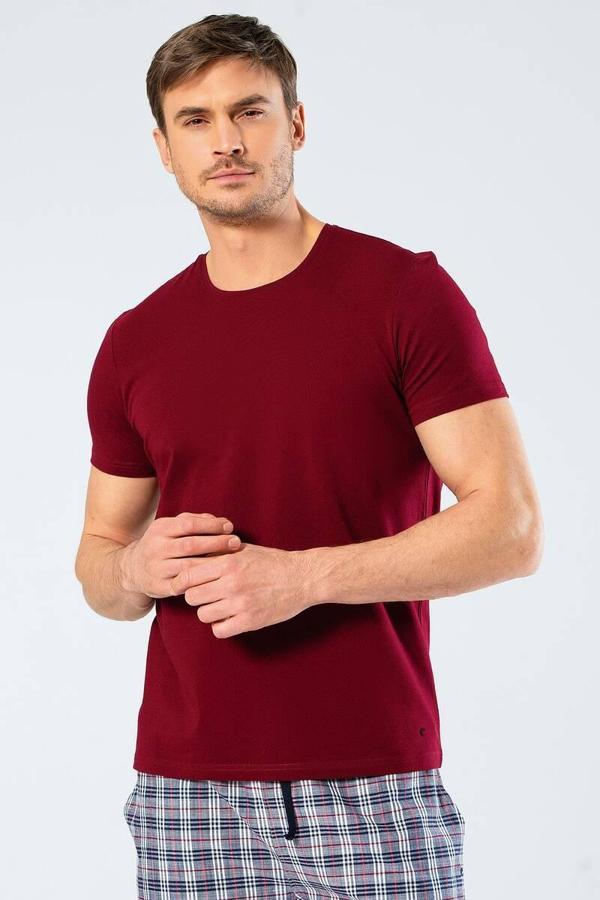 Cacharel Erkek Bisiklet Yaka Likralı T-shirt Bordo - Image 1
