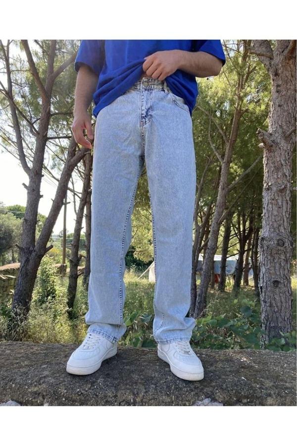 Kaizer Denim Erkek Buz Mavi Baggy Pantolon - Image 1