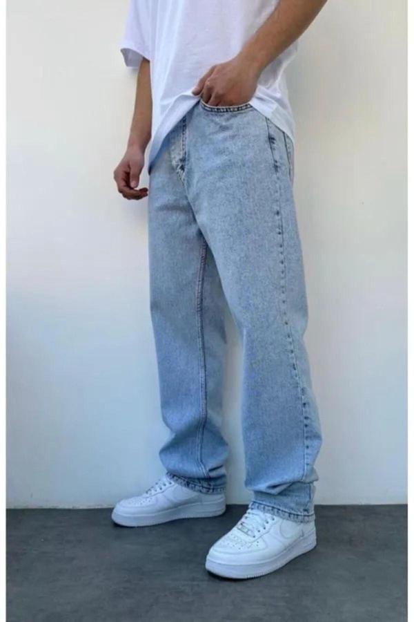 Erkek Buz Mavi Baggy Jeans - Image 1