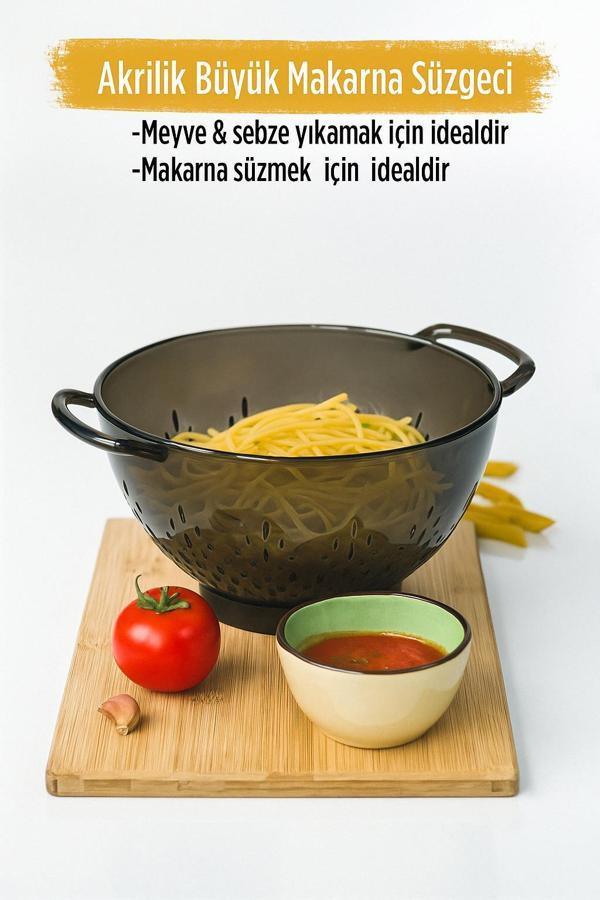 Akrilik Füme Makarna Süzgeçi & Sebze Meyve Süzgeçi - Image 1