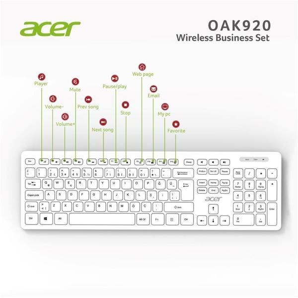 Acer Oak920 Q Usb Beyaz 1.8 Metre Kablolu Klavye Tek Tuş Hesap Makinalı Sessiz Tuşlu - Image 1