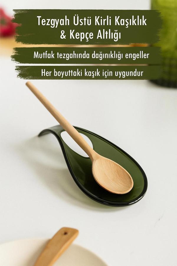 Akrilik Koyu Yeşil Tezgah Üstü Kirli Kaşıklık & Kepçe Altlığı - Image 1