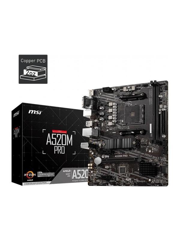Msi A520M Pro Amd A520 Soket Am4 Ddr4 4600 Mhz(Oc) M.2 Anakart - Image 1