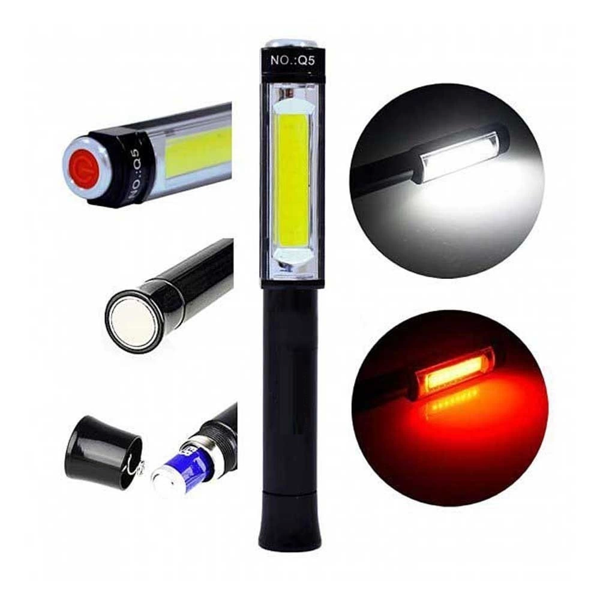 Ps-Q5 Pilli Mıknatıslı Cob Led Çalışma Tamir Kırmızı Işık El Feneri - Image 1