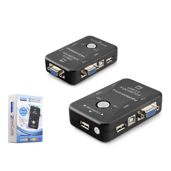 Hadron Hdx1360 Vga Usb Kvm Switch 2 Giriş 1 Çıkış Siyah - Image 1