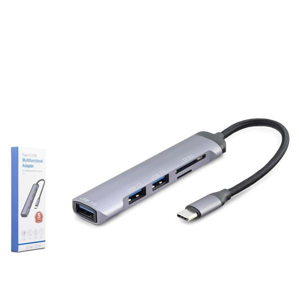 Hadron Hdx7039 Usb Hub Combo 5İn1 Usb Type-C Sd + Tf Card Gri - Image 1