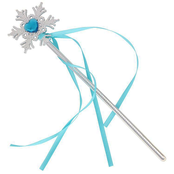 Kar Taneli Mavi Kalp Taşlı Saten Kurdeleli Karlar Ülkesi Elsa Asası Sopası 34 Cm - Image 1