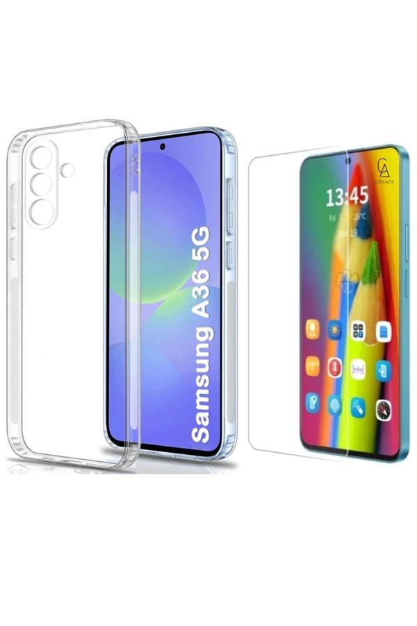 20068310 Samsung Galaxy A36 Uyumlu Kılıf Esnek Silikon Telefon Kılıfı Ve Temperli Cam Ekran Koruyucu - Image 1