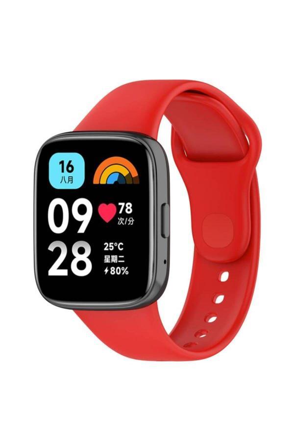 20068310 Xiaomi Redmi Watch 3 Active Uyumlu Kordon Ayarlanabilir Soft Yüzey Yumuşak Silikon Kayış Kırmızı - Image 1