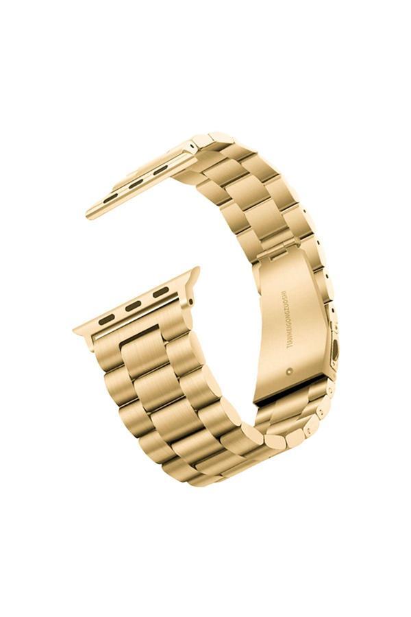 20068310 Apple Watch 4/5/6/Se (1.Nesil)/Se 44Mm İle Uyumlu Kordon Ayarlanabilir Baklalı Metal Kordon - Image 1