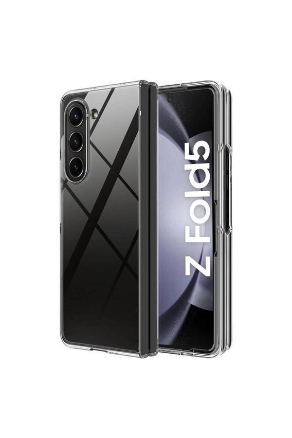 20068310 Samsung Galaxy Z Fold 5 İle Uyumlu Kılıf Yüksek Korumalı Sert Şeffaf Kapak - Image 1