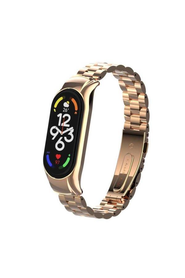 20068310 Xiaomi Mi Band 7 İle Uyumlu Bakla İşlemeli Metal Kordon - Image 1