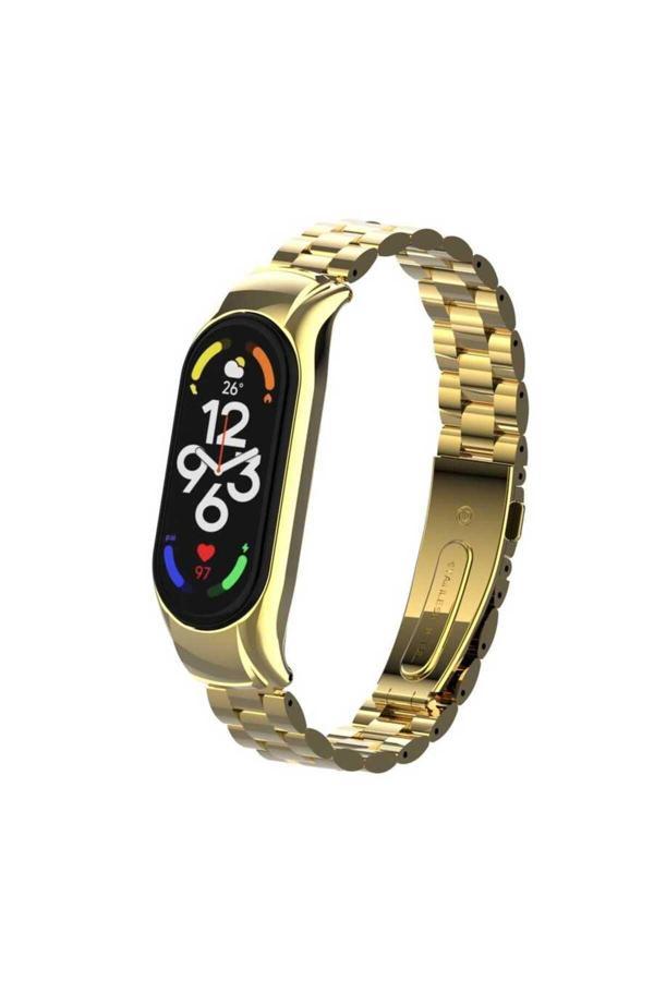 20068310 Xiaomi Mi Band 7 İle Uyumlu Bakla İşlemeli Metal Kordon - Image 1