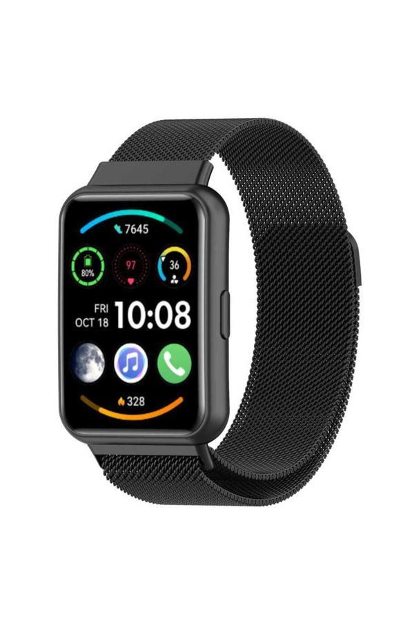 20068310 Huawei Watch Fit 2 İle Uyumlu Metal Tel-Örgü İşlemeli Kordon - Image 1