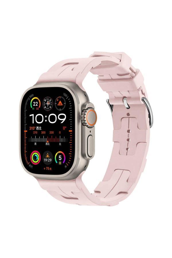 20068310 Apple Watch Seri Ultra/Ultra-2 49Mm Uyumlu Metal Tokalı Silikon Kordon - Image 1