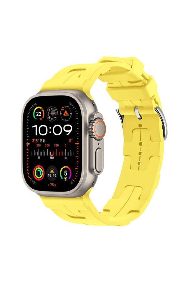 20068310 Apple Watch Seri Ultra/Ultra-2 49Mm Uyumlu Metal Tokalı Silikon Kordon - Image 1