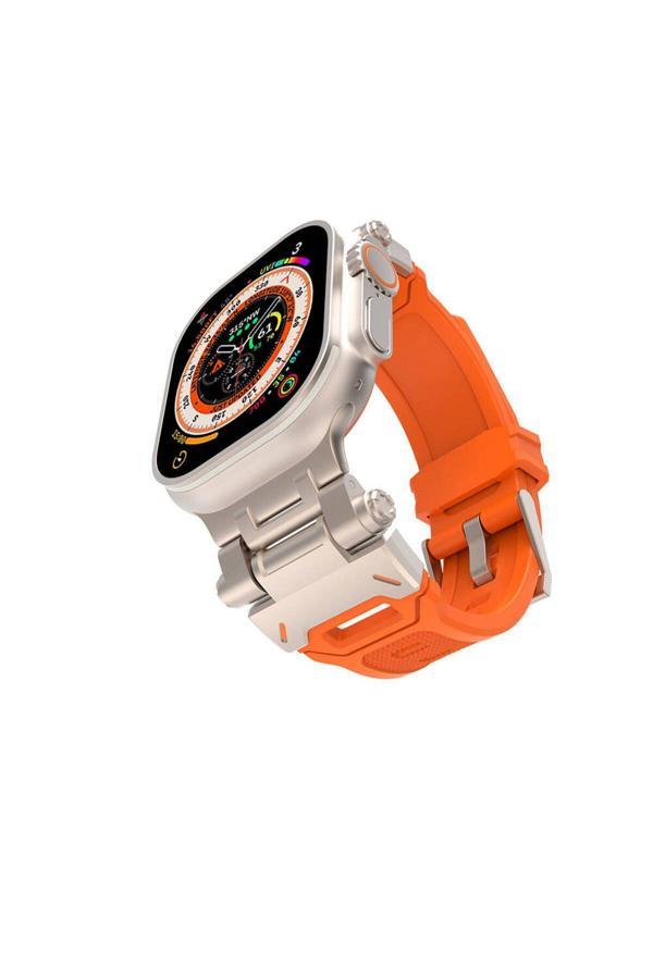 20068310 Watch Ultra/Ultra2 49Mm İle Uyumlu Kordon Metal Başlıklı Silikon Kordon - Image 1