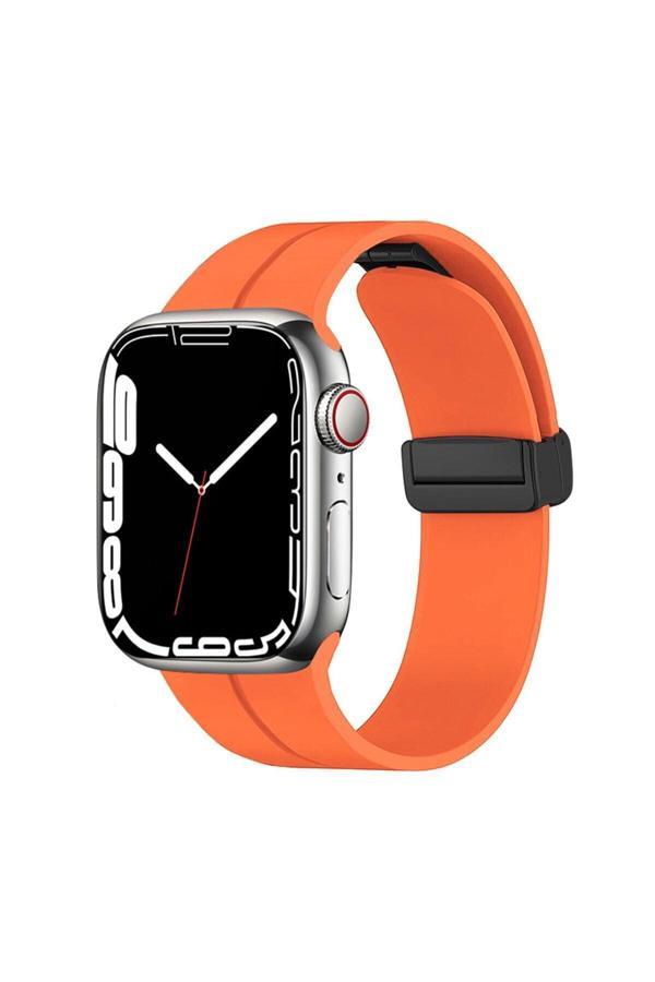 20068310 Apple Watch 42Mm Uyumlu Silikon Metal Tokalı Lansman Renkler Kordon Kayış - Image 1