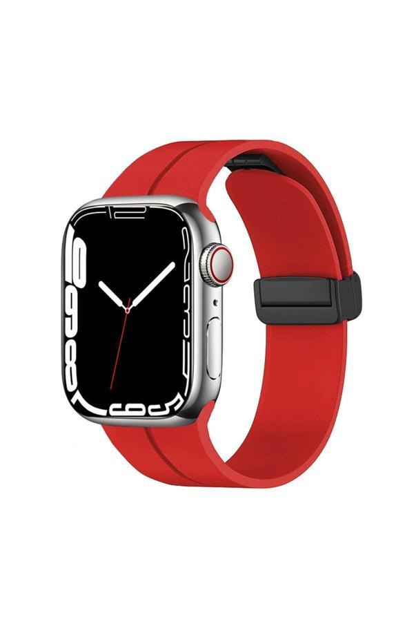 20068310 Apple Watch 44Mm Uyumlu Silikon Metal Tokalı Lansman Renkler Kordon Kayış - Image 1