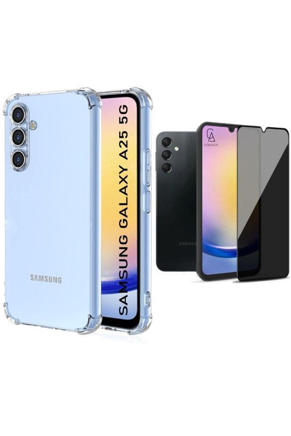 20068310 Samsung Galaxy A25 Uyumlu Köşe Dolgulu Anti Shock Telefon Kılıfı Ve Hayalet Privacy Ekran Koruyucu - Image 1