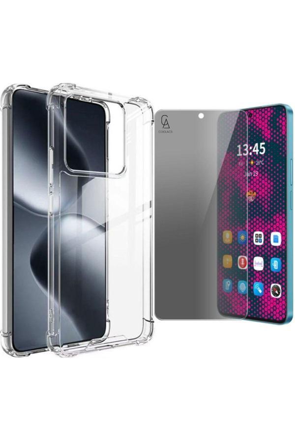 20068310 Xiaomi Mi 14T Uyumlu Köşe Dolgulu Anti Shock Telefon Kılıfı Ve Hayalet Privacy Ekran Koruyucu - Image 1