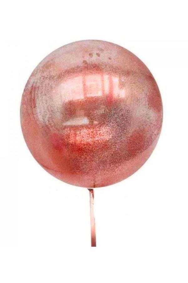 Kırmızı Simli Yuvarlak Şeffaf Balon 24 İnç - Image 1