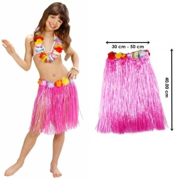 Hawaii Hula Eteği Pembe Renk 40 Cm - Image 1