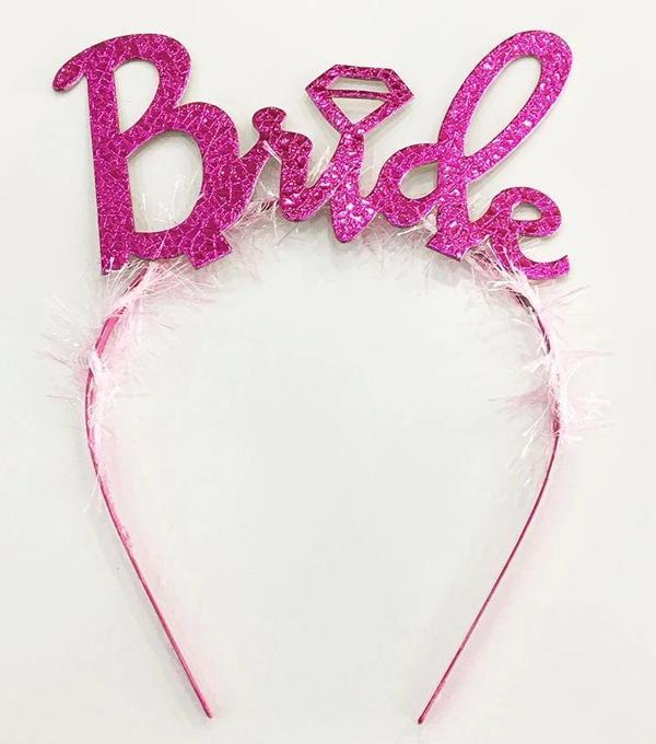 Fuşya Renk Bekarlığa Veda İtalik Yazı Alyanslı Bride Taç - Image 1
