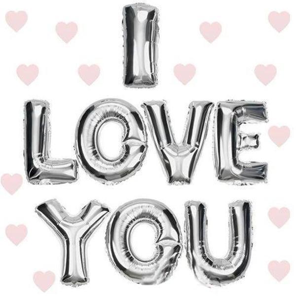 I Love You Folyo Balon Gümüş Renk 35 Cm - Image 1