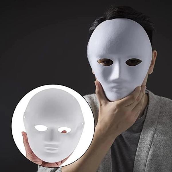 Beyaz Renk Boyanabilir Anonim Tam Yüz Cosplay Maske 24x18 Cm - Image 1