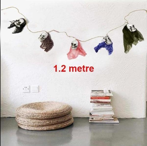 İp Üzeri 5 Adet Kuru Kafa Asmalı Süs 1.2 Metre - Image 1