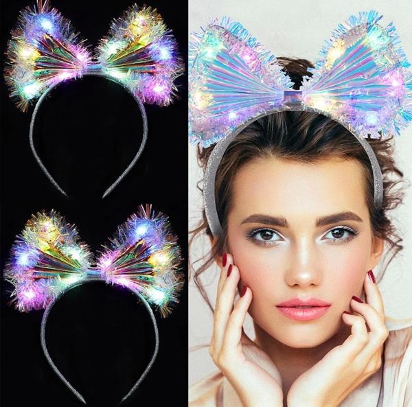 Işıltılı Fiber Fiyonk Gece Tacı Işıklı Ledli Eğlence Tacı 1 Adet 20x21 Cm - Image 1