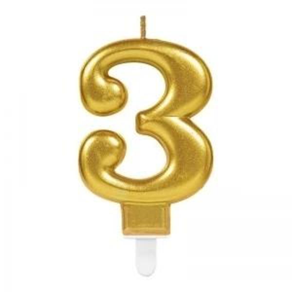 3 Rakam Mum Gold Renk - Image 1