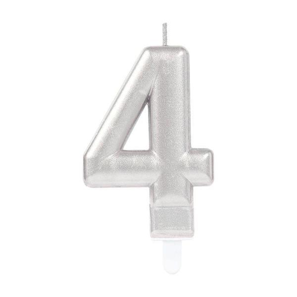 4 Rakam Mum Gümüş Renk - Image 1