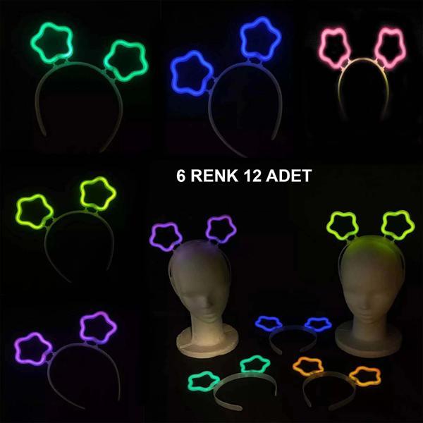 Glow Stick Karanlıkta Yanan Fosforlu Yıldız Taç 12 Adet - Image 1