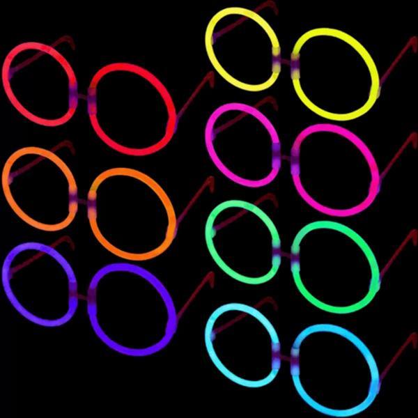 Glow Stick Parti Gözlüğü Glow Partisi Yuvarlak Şekilli Fosforlu Gözlük 6 Adet - Image 1