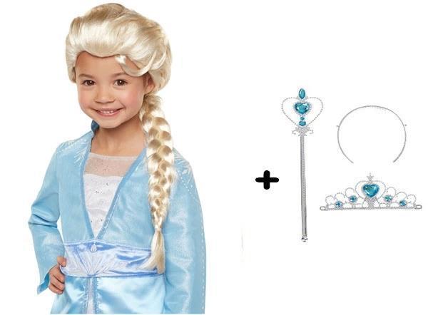 Örgülü Karlar Ülkesi Frozen Elsa Peruğu Tacı Ve Sopası Çocuk Boy - Image 1