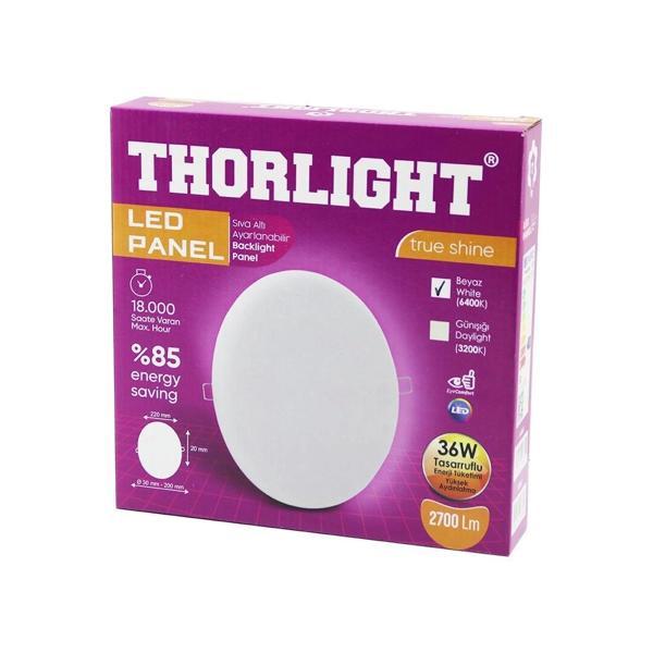 Thorlıght S-236 36w 22cm Beyaz Led Panel Sıva Altı Ayarlı Mandallı 6400k - 2700lm - 18000 Saat - 283 - Image 1