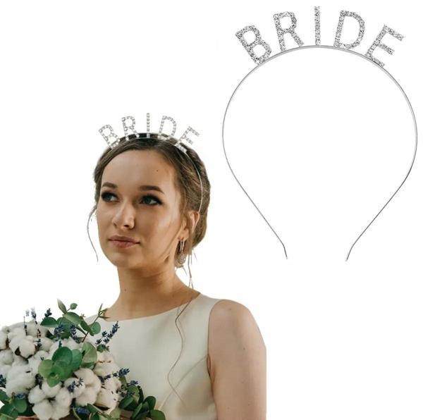 Gümüş Renk Bekarlığa Veda Kristal Taş Bride Tacı İthal 16x10 Cm - Image 1