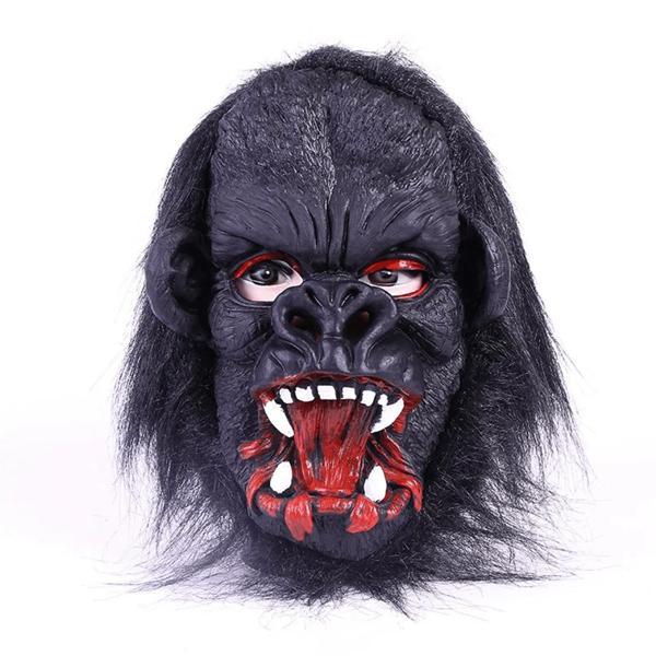 Lateks Goril Maskesi Maymun Maskesi Et Maskesi Orangutan Siyah Saçlı 2 No - Image 1