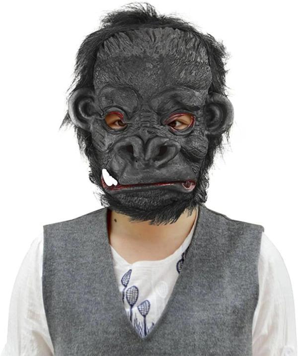 Lateks Goril Maskesi Maymun Maskesi Et Maskesi Orangutan Siyah Saçlı 4 No - Image 1