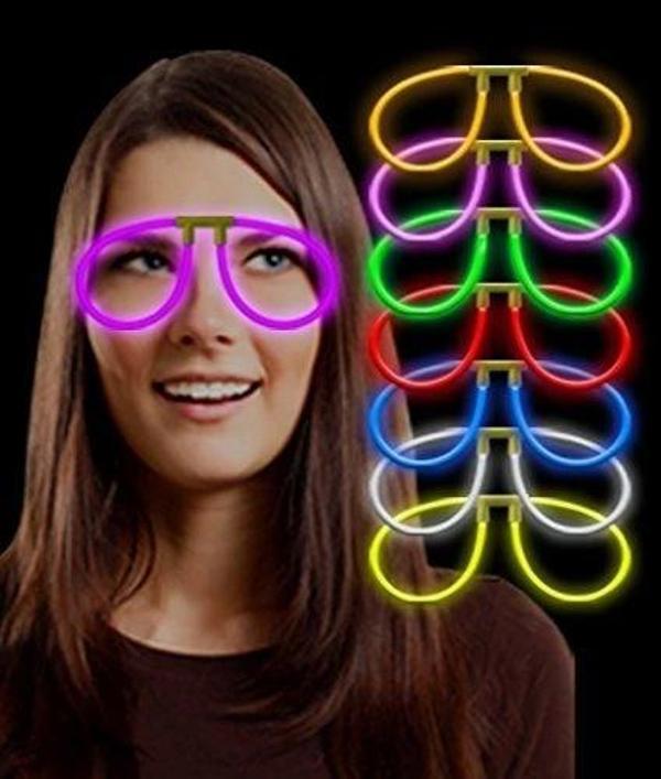 Karanlıkta Parlayan Fosforlu Glow Gözlük Fosforlu Renkli Gözlük 6 Adet - Image 1
