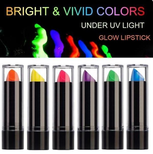Karanlıkta Parlayan Yanan Uv Neon Ruj Yüz Boyama 6 Adet 6 Renk - Image 1