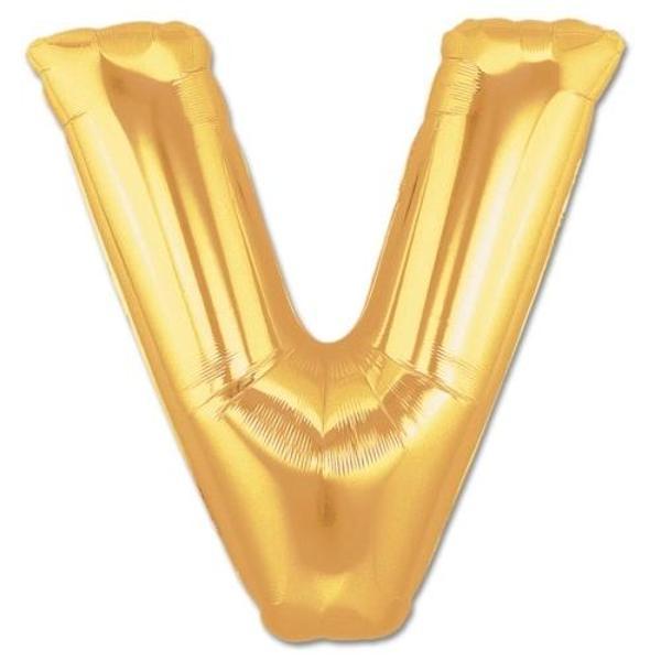 V Harf Folyo Balon Altın Renk  40 İnç - Image 1